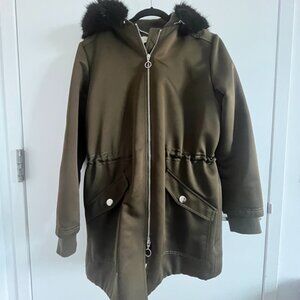 Rejina Pyo Parka 12 UK / 8 US Khaki Jacket with Faux Fur Removable Trim